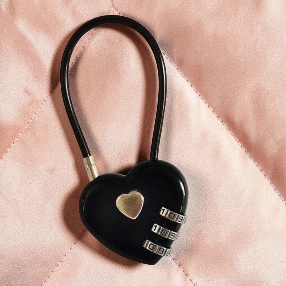 New Black Heart Combination Lock Cable Suitcase Travel Purse Locker Bridge Love